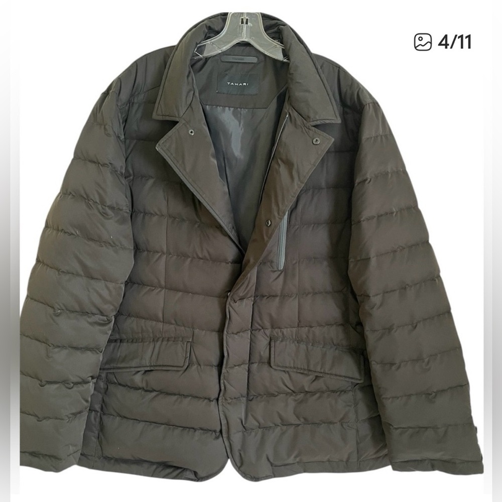 Tahari Men's dawn Black Quilted Puffer Jacket Mid-Length Casual
Stand Collar